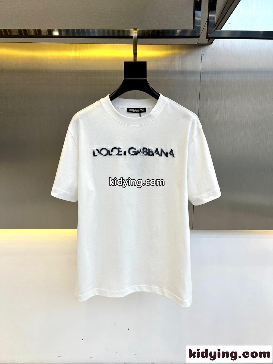 ドルチェ&ガッバーナ Tシャツ コピー シンプル ロゴ入り クルーネック 半袖Tシャツ ホワイト-1
