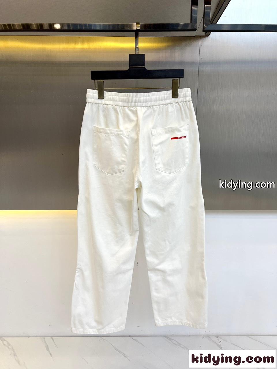 カジュアル ゆったり メンズ カーゴパンツ プラダ パンツ 偽物 コットン ホワイト-4