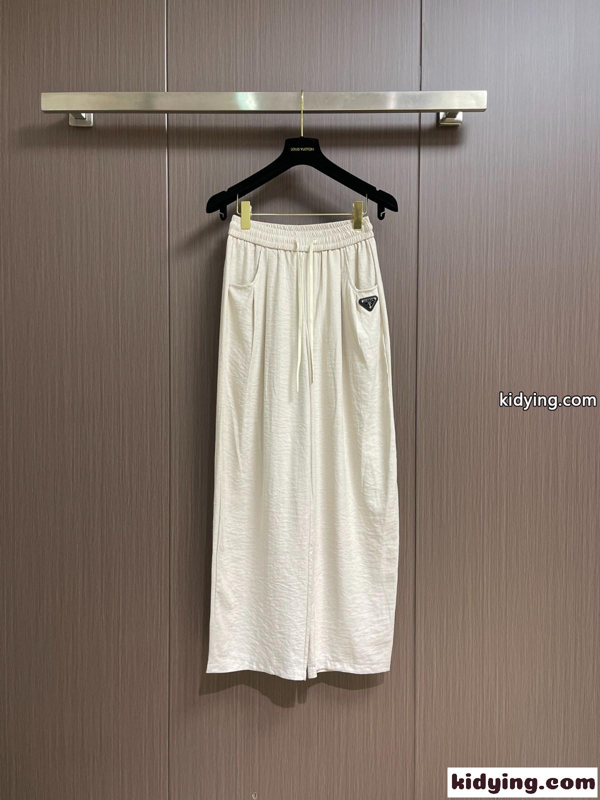 春夏 合わせやすい リネン ロングパンツ プラダ パンツ コピー ホワイト-0