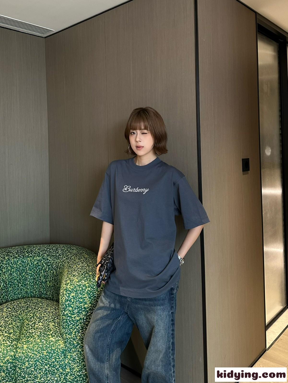 サーファー ナイト コットンTシャツ バーバリー 半袖Tシャツ コピー グレー-4