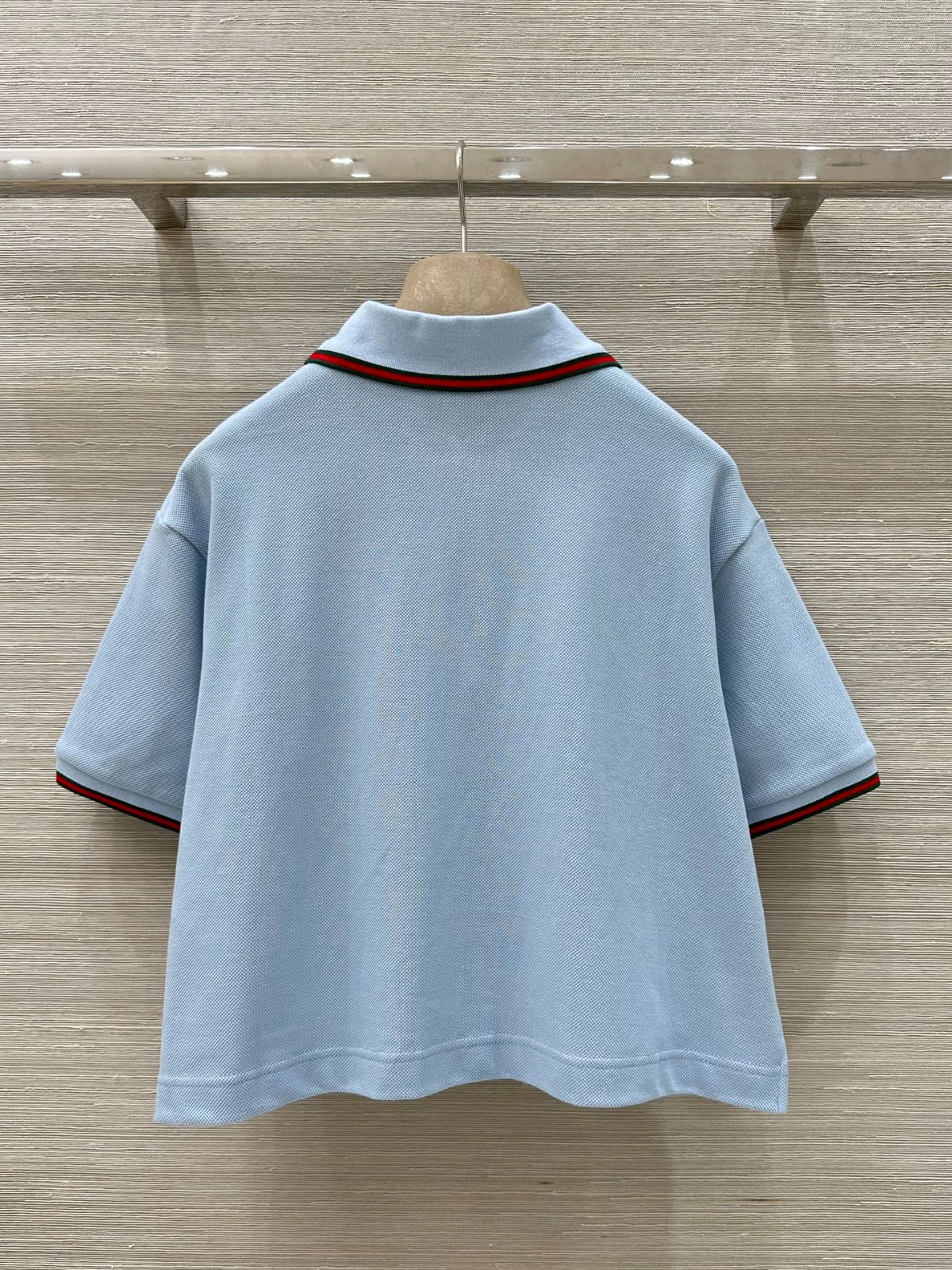 カジュアル ロゴ刺繍 ポロシャツ グッチ Tシャツ コピー コットンピケ ライトブルー-4