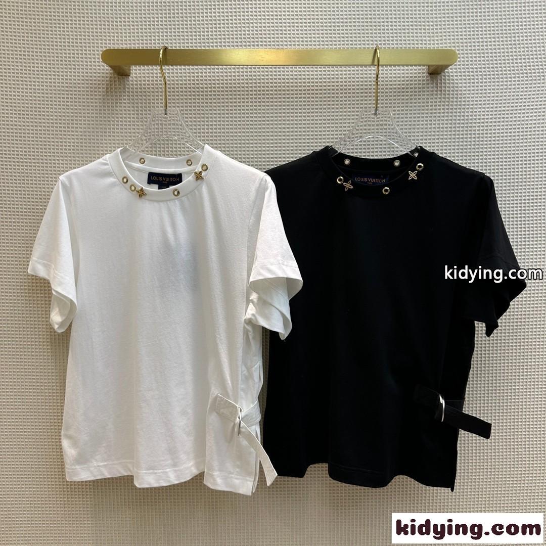 カジュアル サイドストラップTシャツ ルイ・ヴィトン Tシャツ コピー クルーネック-2