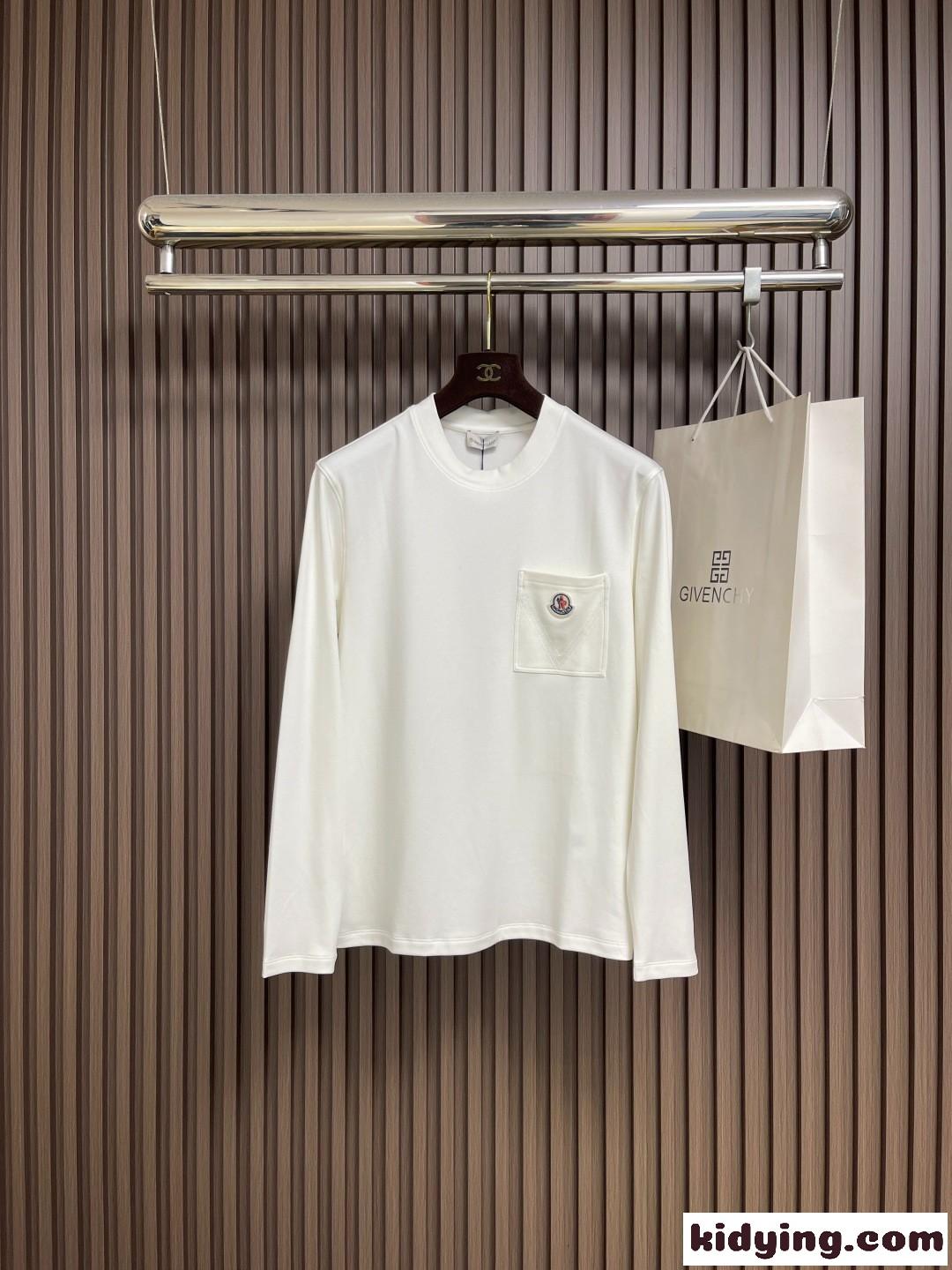 定番 合わせやすい クルーネック 長袖Tシャツ モンクレール Tシャツ コピー ホワイト-0