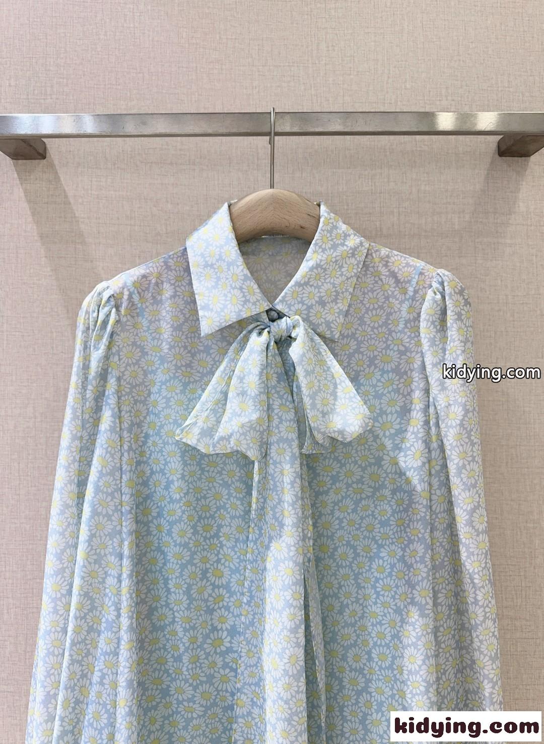 プリント シルクシフォン シャツ グッチ シャツ コピー ロングスリーブ-1