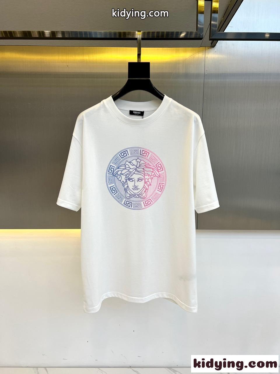 カジュアル 快適 クルーネック 半袖Tシャツ ヴェルサーチェ Tシャツ コピー ホワイト-0