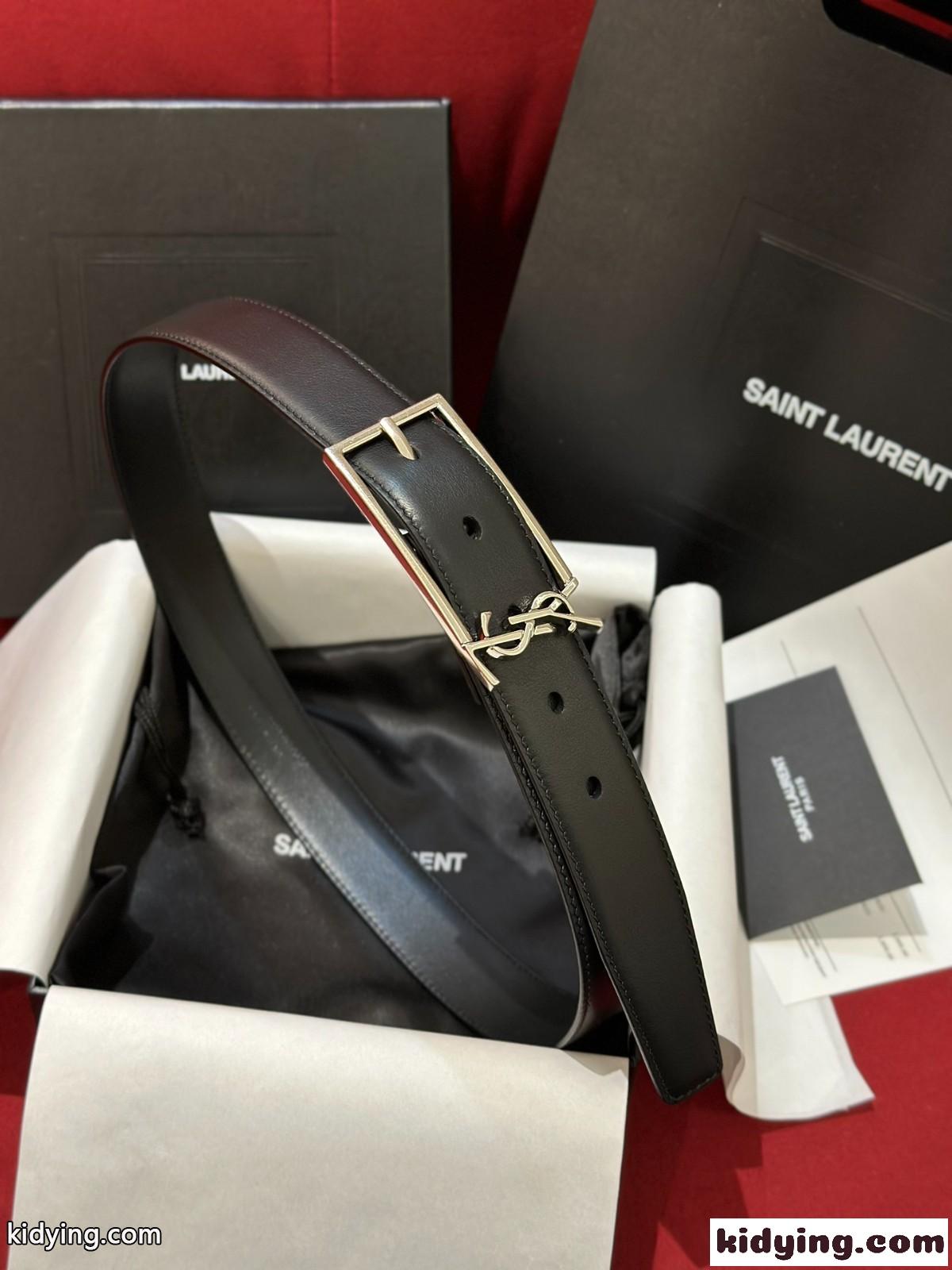 洗練された 合わせやすい YSL レザーベルト イヴ・サンローラン ベルト コピー-1