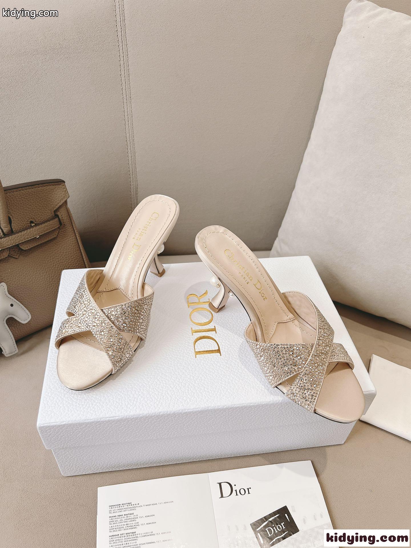 エレガント Dior Tribales ヒールスライド クリスチャン・ディオール サンダル コピー ベージュ-4