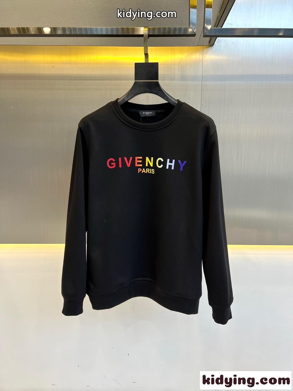 シンプル グラデーションロゴ ジバンシィ Tシャツ コピー クルーネック スウェットシャツ ブラック-0