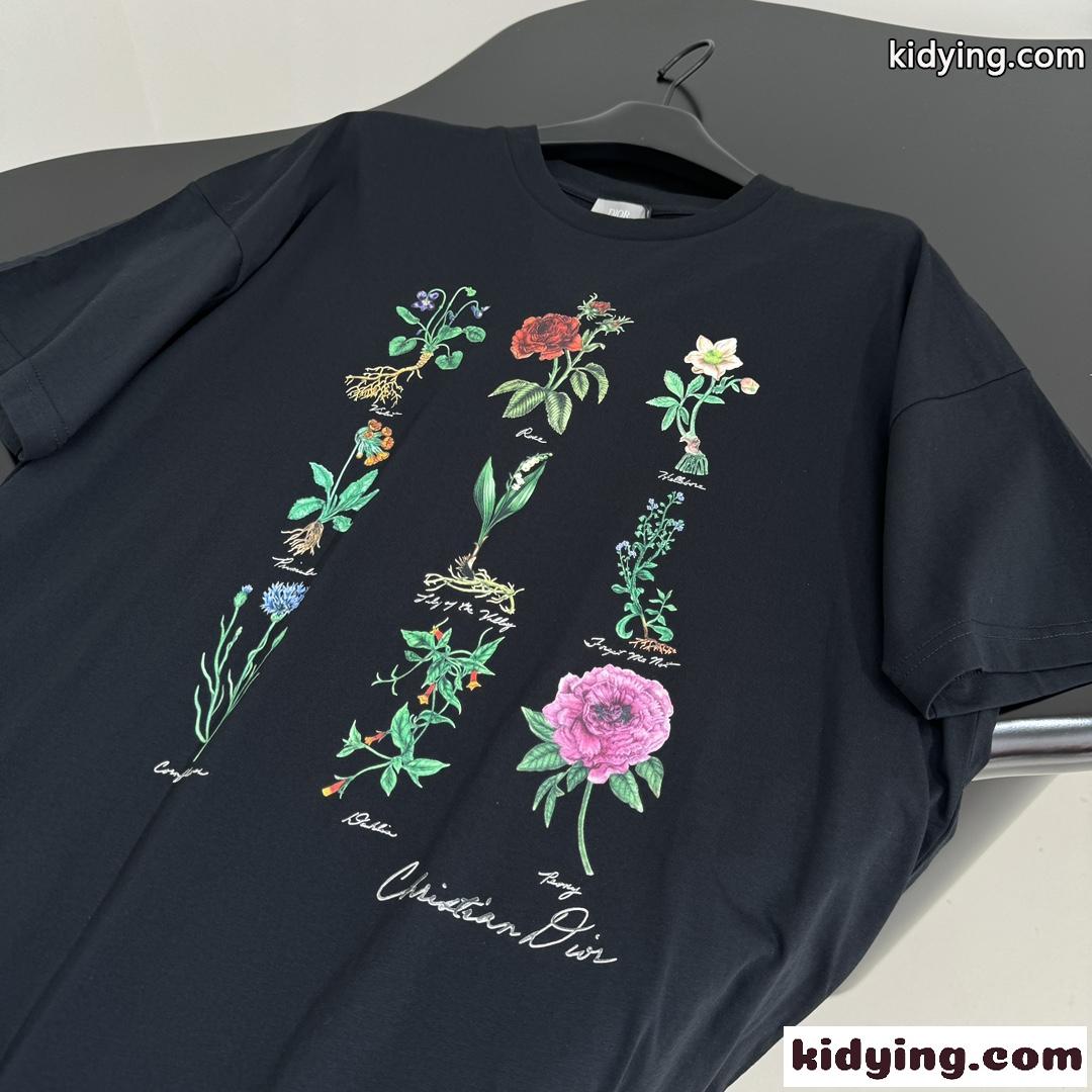 人気 ユニセックス 半袖Tシャツ クリスチャン・ディオール Tシャツ コピー ブラック-2