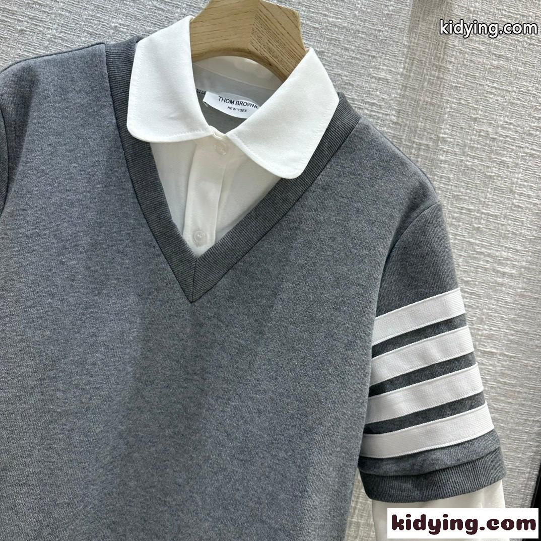 4BAR Vネック Tシャツ＆シャツドレス トムブラウン ワンピース コピー グレー-2