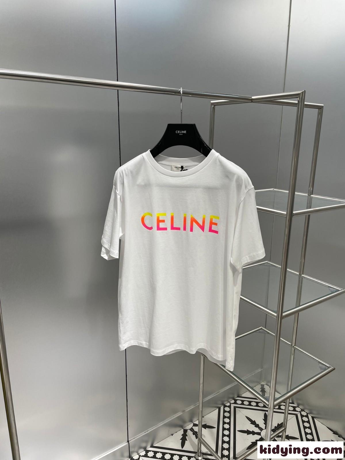 ベーシック 3色あり ロゴプリント クルーネック セリーヌ tシャツ コピー 定番 半袖 トップス-0
