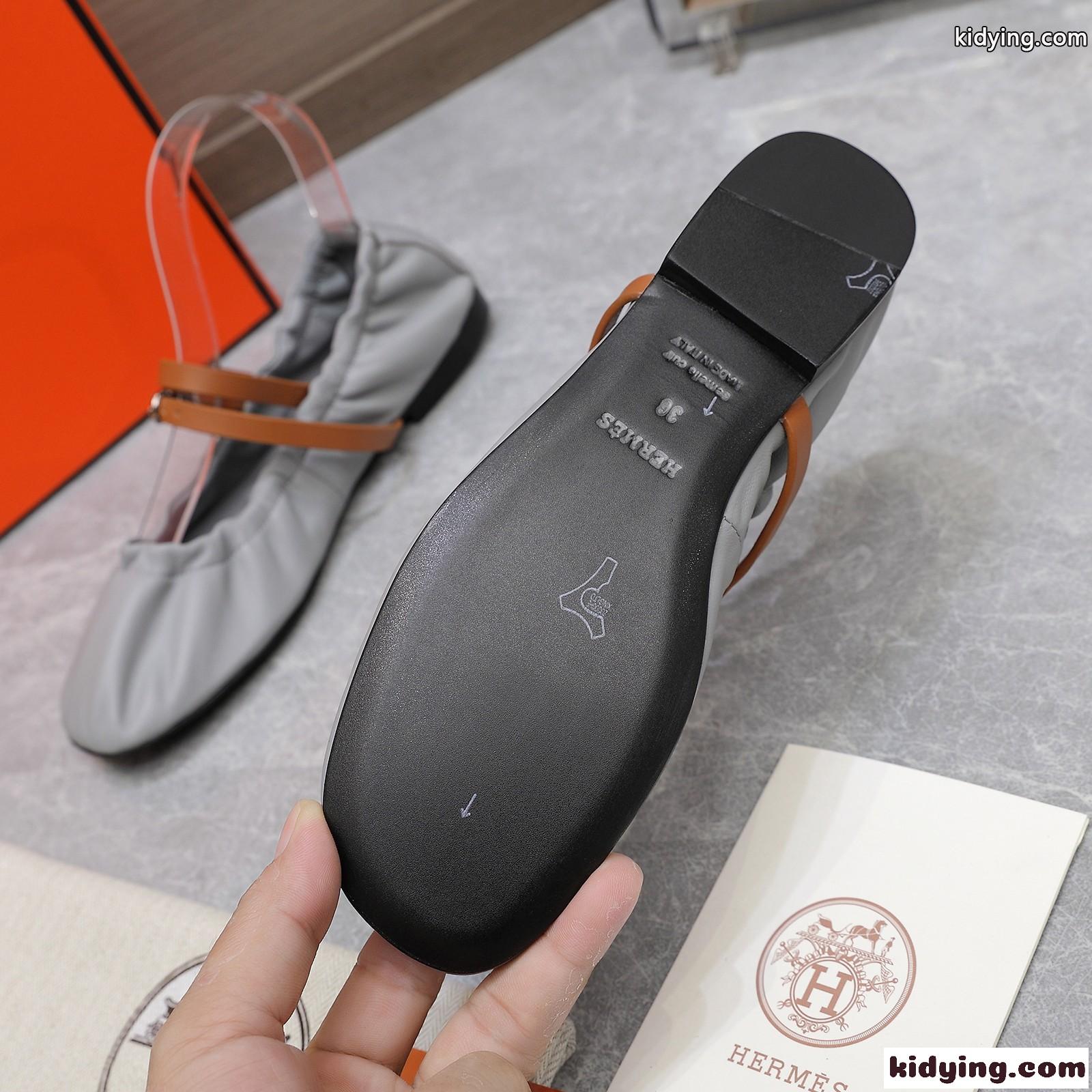 大人 可愛い ジョリーバレエシューズ エルメス パンプス コピー グレー-0