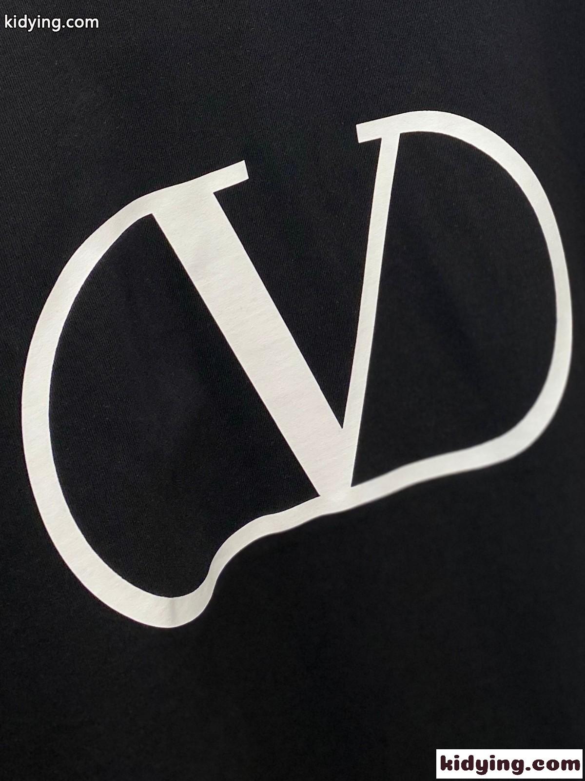 ヴァレンティノ Tシャツ コピー シンプル Vロゴ クルーネック コットン 半袖Tシャツ ブラック-1