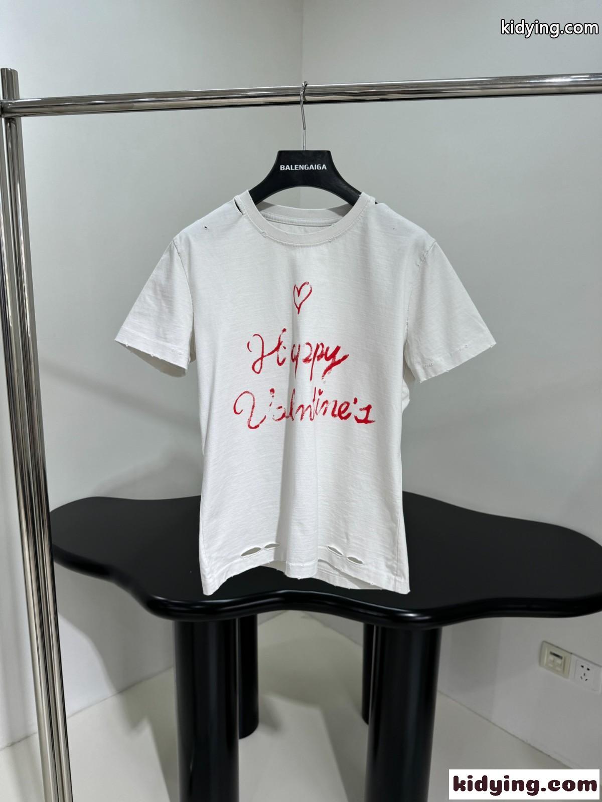 プリント入り コンパクト 半袖Tシャツ バレンシアガ Tシャツ コピー ホワイト-0