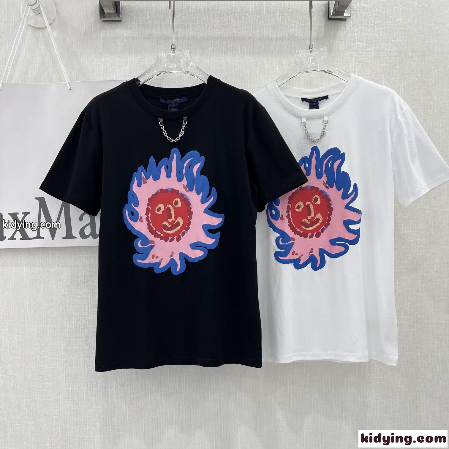 LV × YK サンプリントTシャツ ルイヴィトン Tシャツ コピー 半袖 春夏 合わせやすい-3