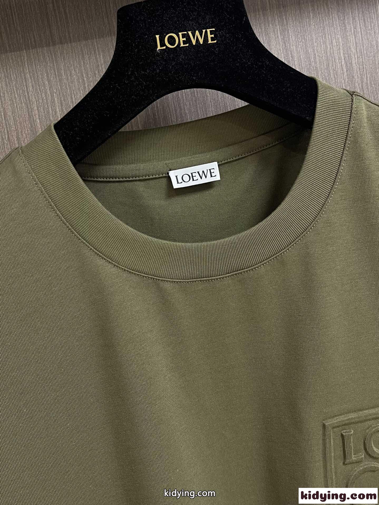 シンプル アナグラム クルーネック コットン 半袖 ロエベ Tシャツ コピー メンズ-4