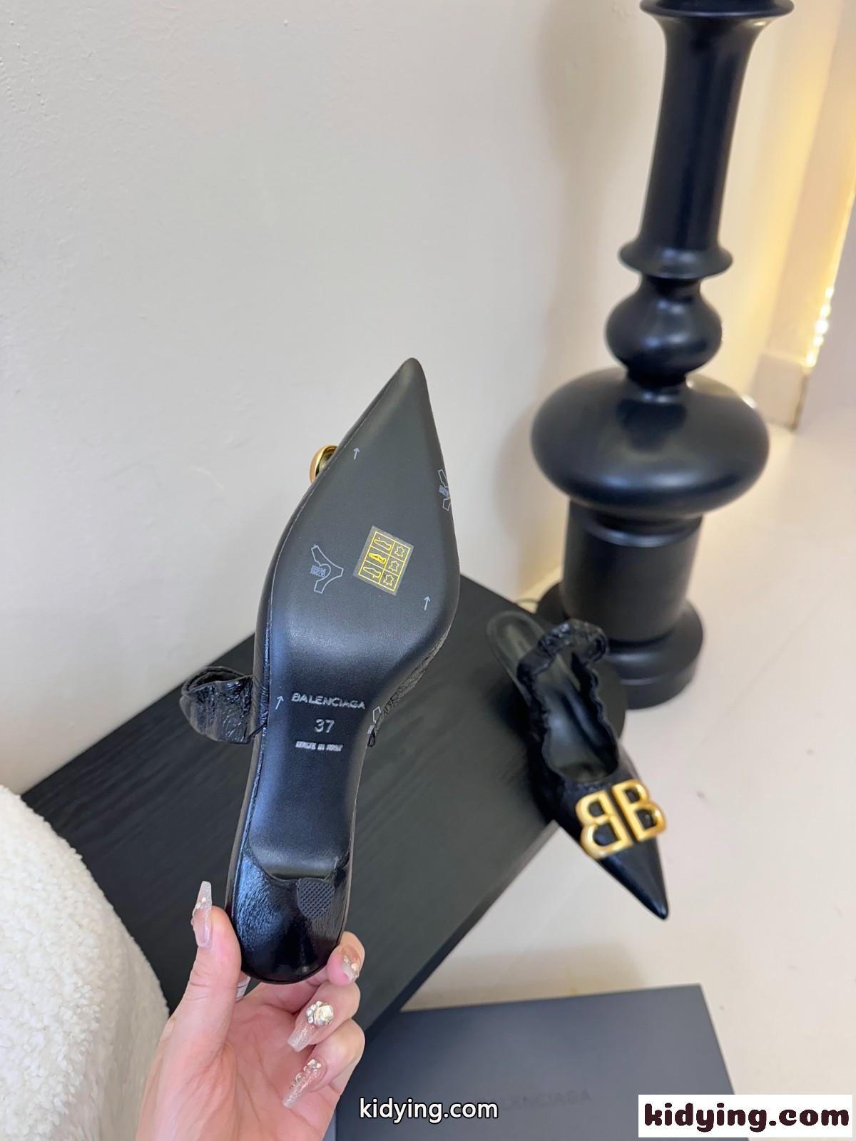 エレガント Monaco スリングバック パンプス バレンシアガ パンプス スーパーコピー ブラック-3