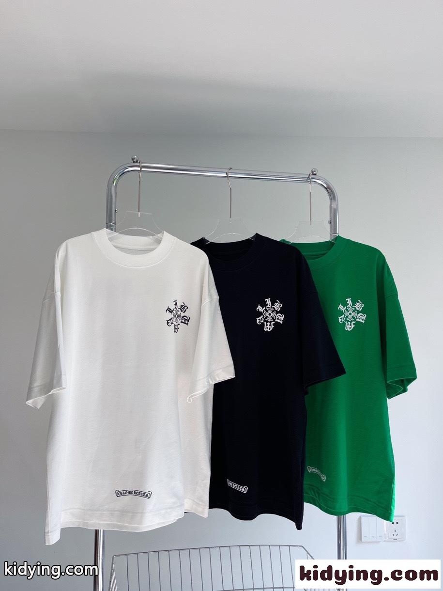 オーバーサイズ クルーネック ロゴ プリント クロムハーツ 半袖Tシャツ コピー 男女兼用 トップス-0