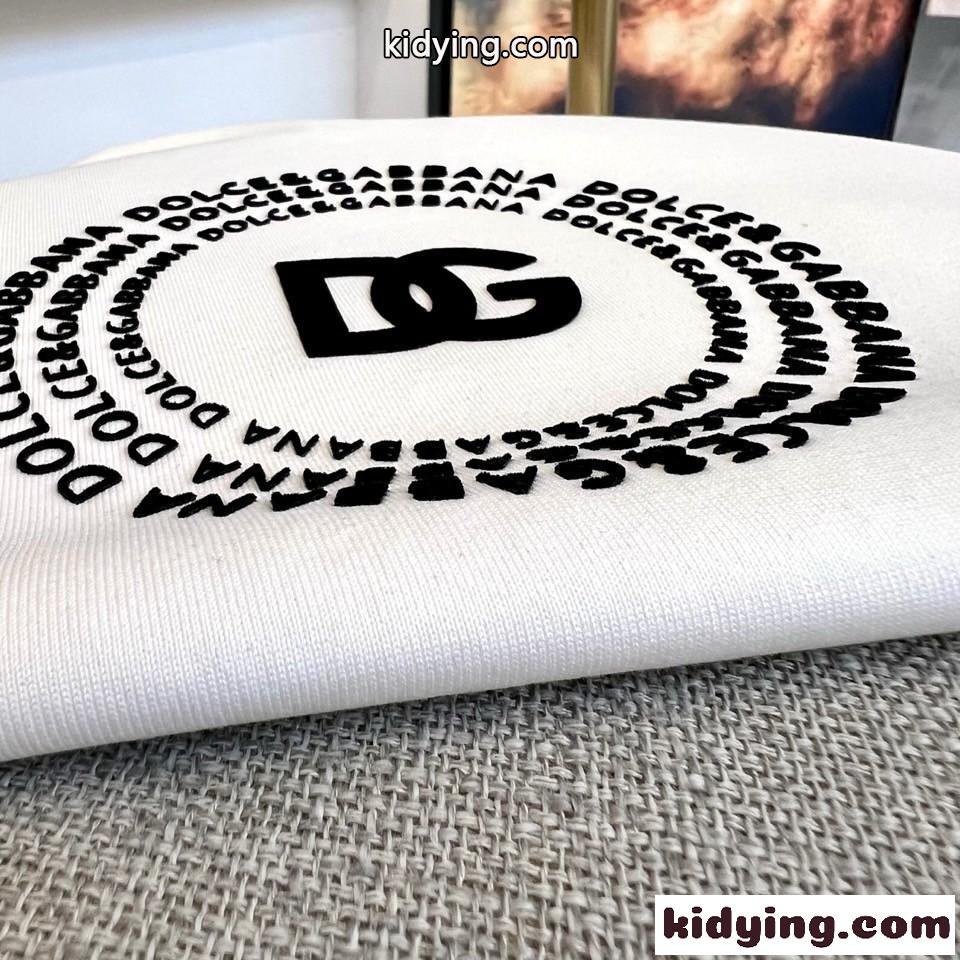 シンプル ロゴ クルーネック 半袖Tシャツ ドルチェ&ガッバーナ Tシャツ 偽物 ホワイト-1