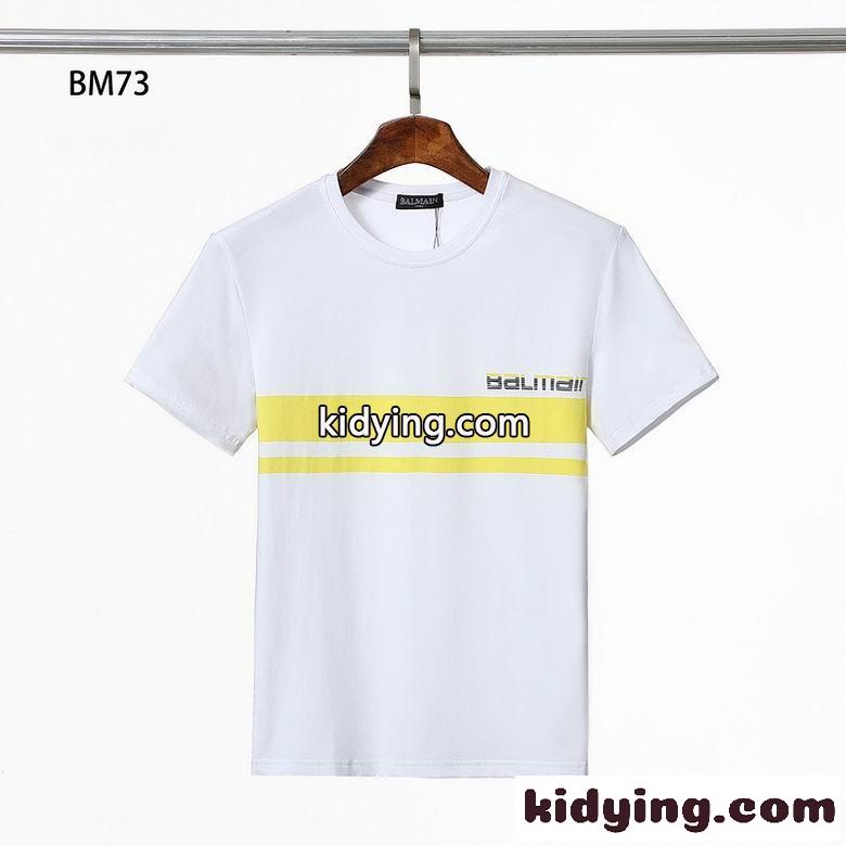 クルーネック 半袖 カジュアル おしゃれ トップス バイカラー 着心地いい バルマン tシャツ コピー シンプル ロゴ-0