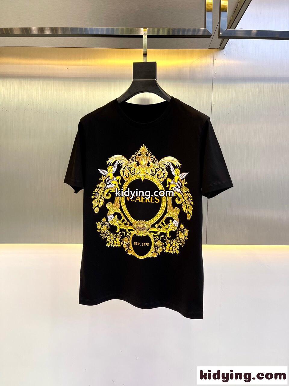 ヴェルサーチェ Tシャツ コピー バロック プリント 半袖 Tシャツ メンズ トップス-0