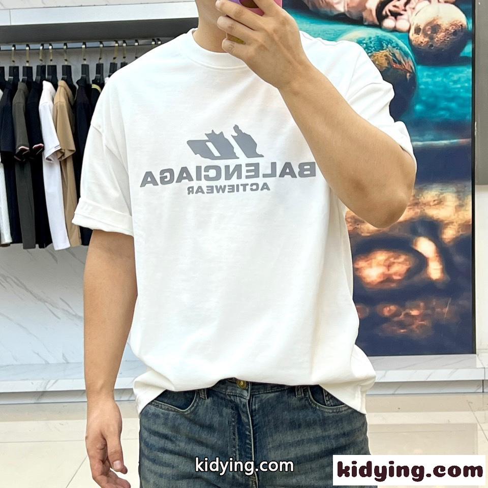 ゆったり プリントTシャツ バレンシアガ Tシャツ 偽物 コットン ホワイト-1