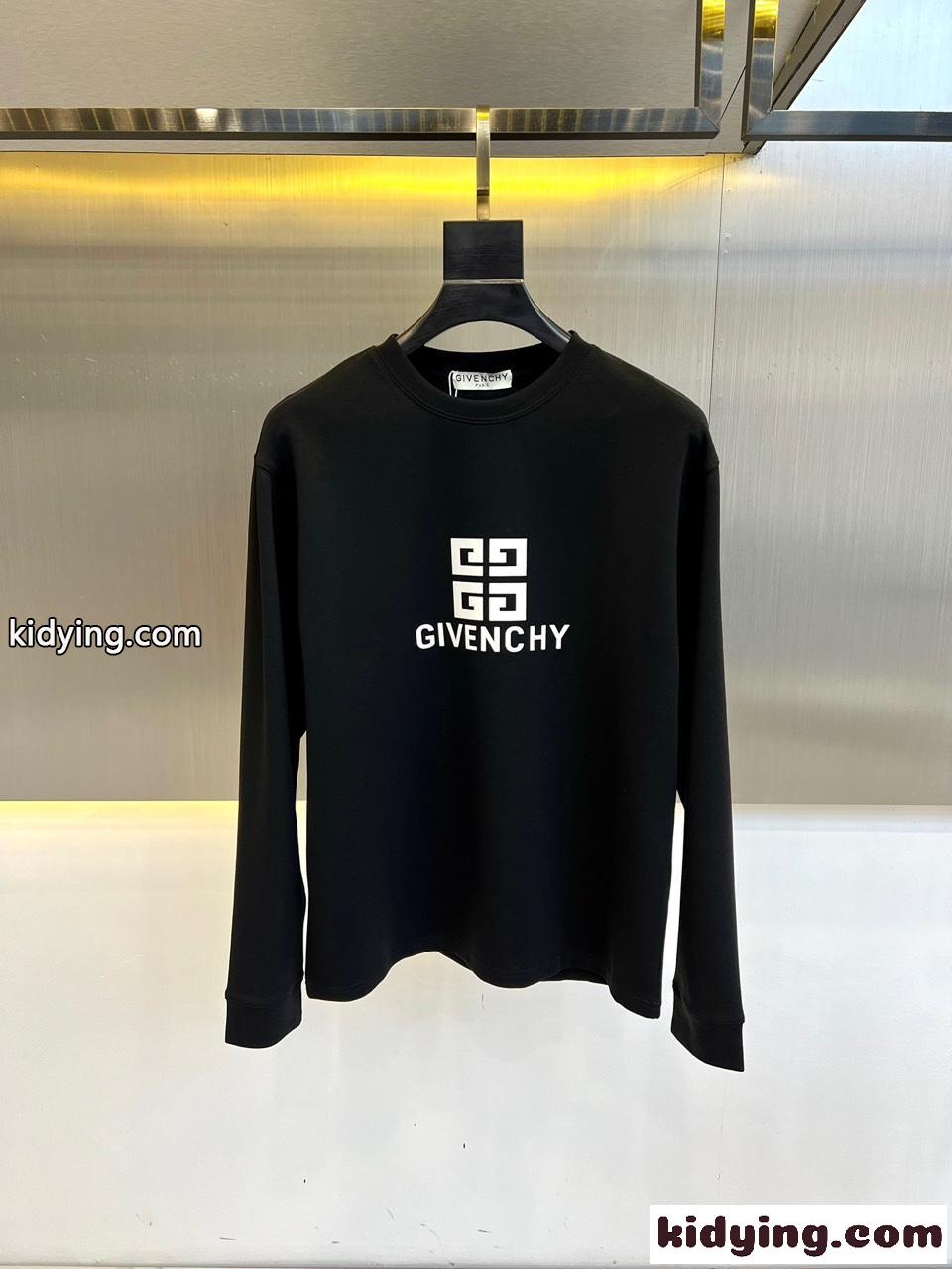 定番 カジュアル ロゴ コットン 長袖Tシャツ ジバンシィ Tシャツ コピー ブラック-0