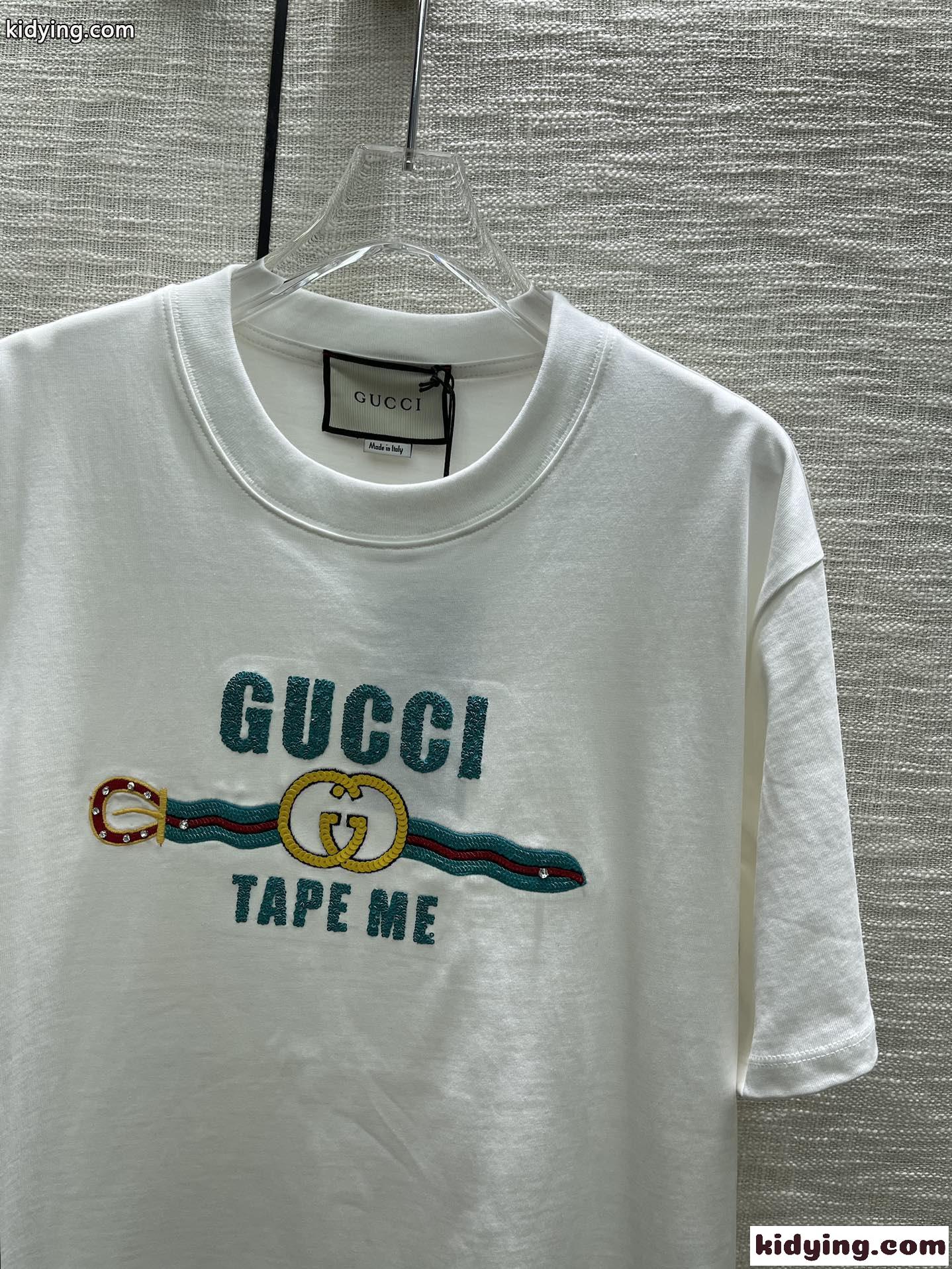 GUCCI “TAPE ME” 刺繍 コットン Tシャツ グッチ Tシャツ コピー 半袖 トップス-3