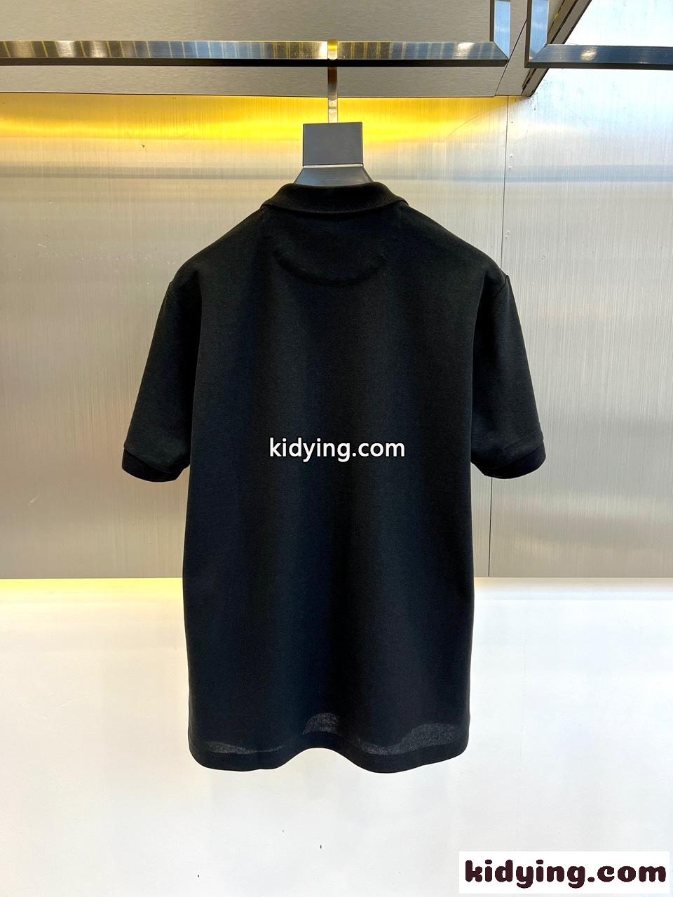 カジュアル おしゃれ ポロシャツ プラダ 半袖Tシャツ コピー ブラック-4