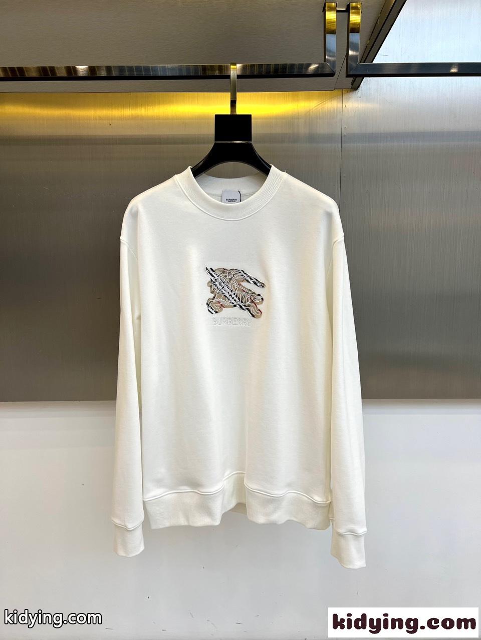 定番 クルーネック スウェットシャツ バーバリー Tシャツ 偽物 コットン ホワイト-0