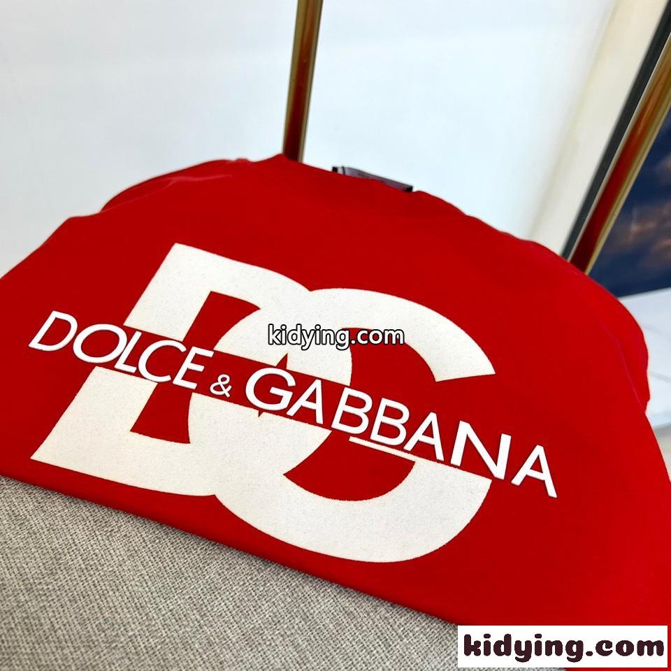 大人気 ロゴプリント クルーネック ドルチェ&ガッバーナ 半袖Tシャツ コピー レッド-1