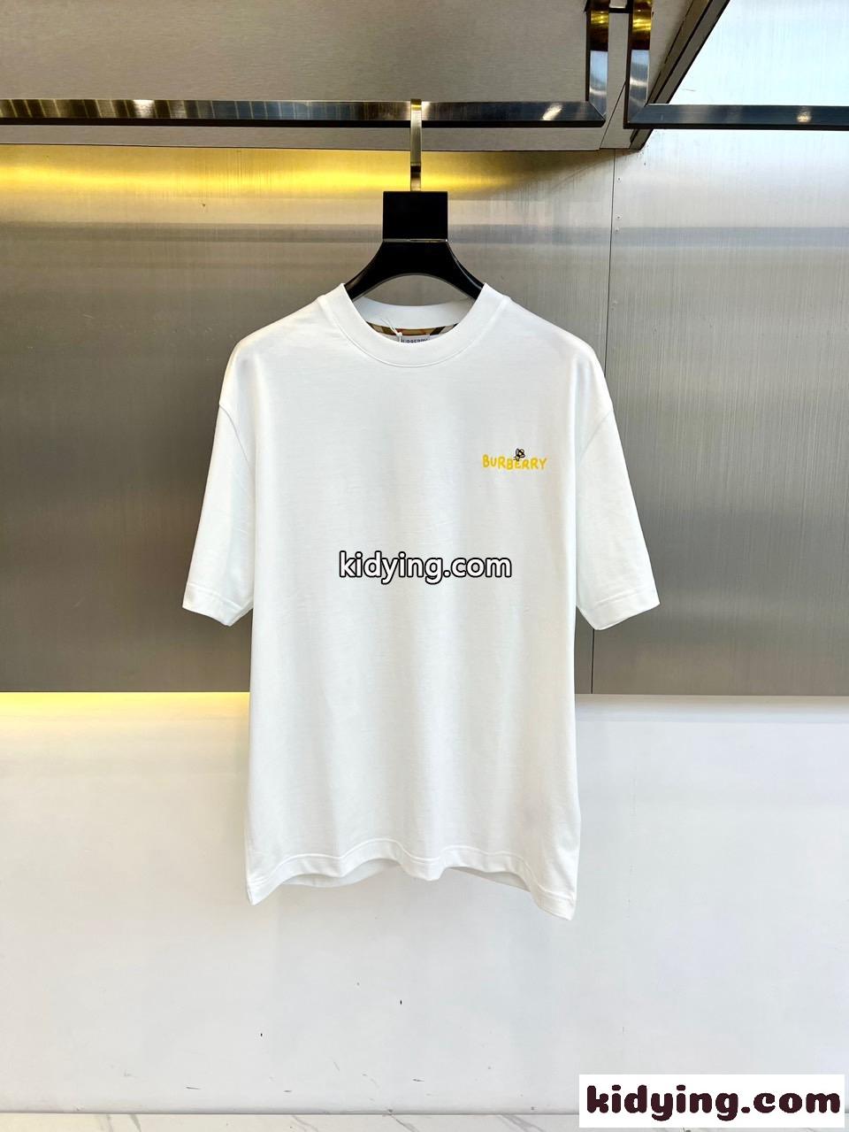 シンプル プリント 半袖Tシャツ バーバリー Tシャツ コピー クルーネック ホワイト-0