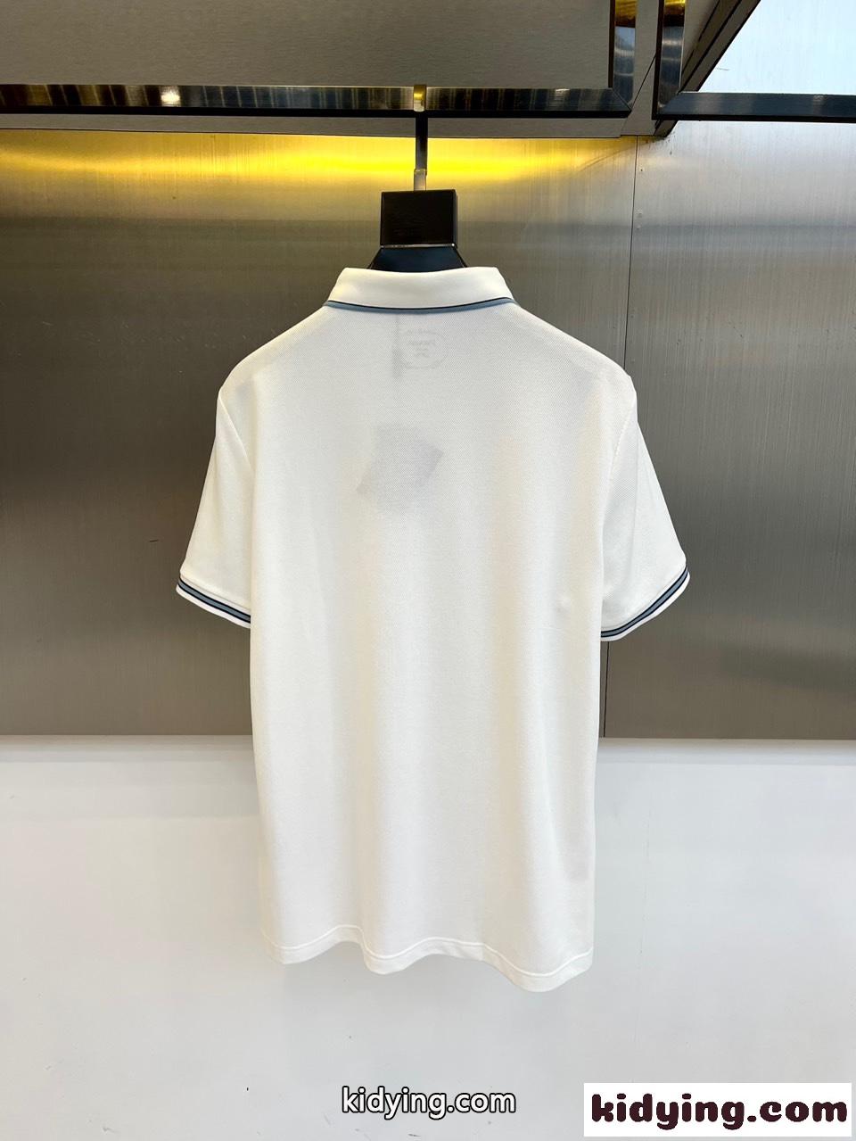 定番 カジュアル コットンピケ ポロシャツ プラダ Tシャツ 偽物 ホワイト-4