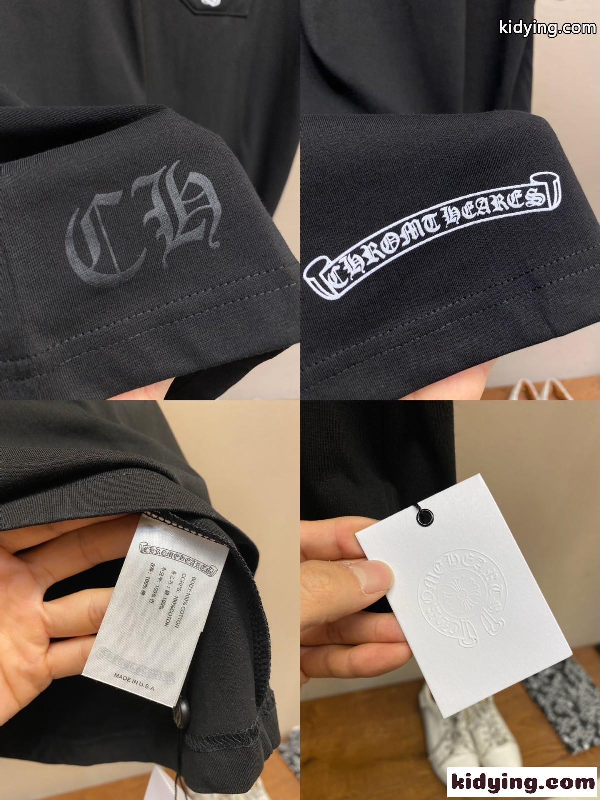 カジュアル コットン 半袖Tシャツ クロムハーツ Tシャツ コピー クルーネック ブラック-4