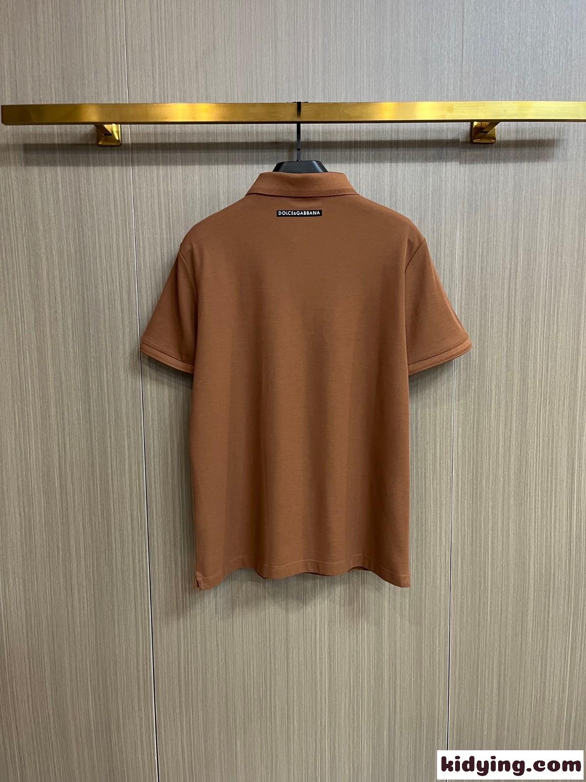 ドルチェ&ガッバーナ 半袖Tシャツ コピー カジュアル 定番 コットンピケ ポロシャツ ブラウン-4