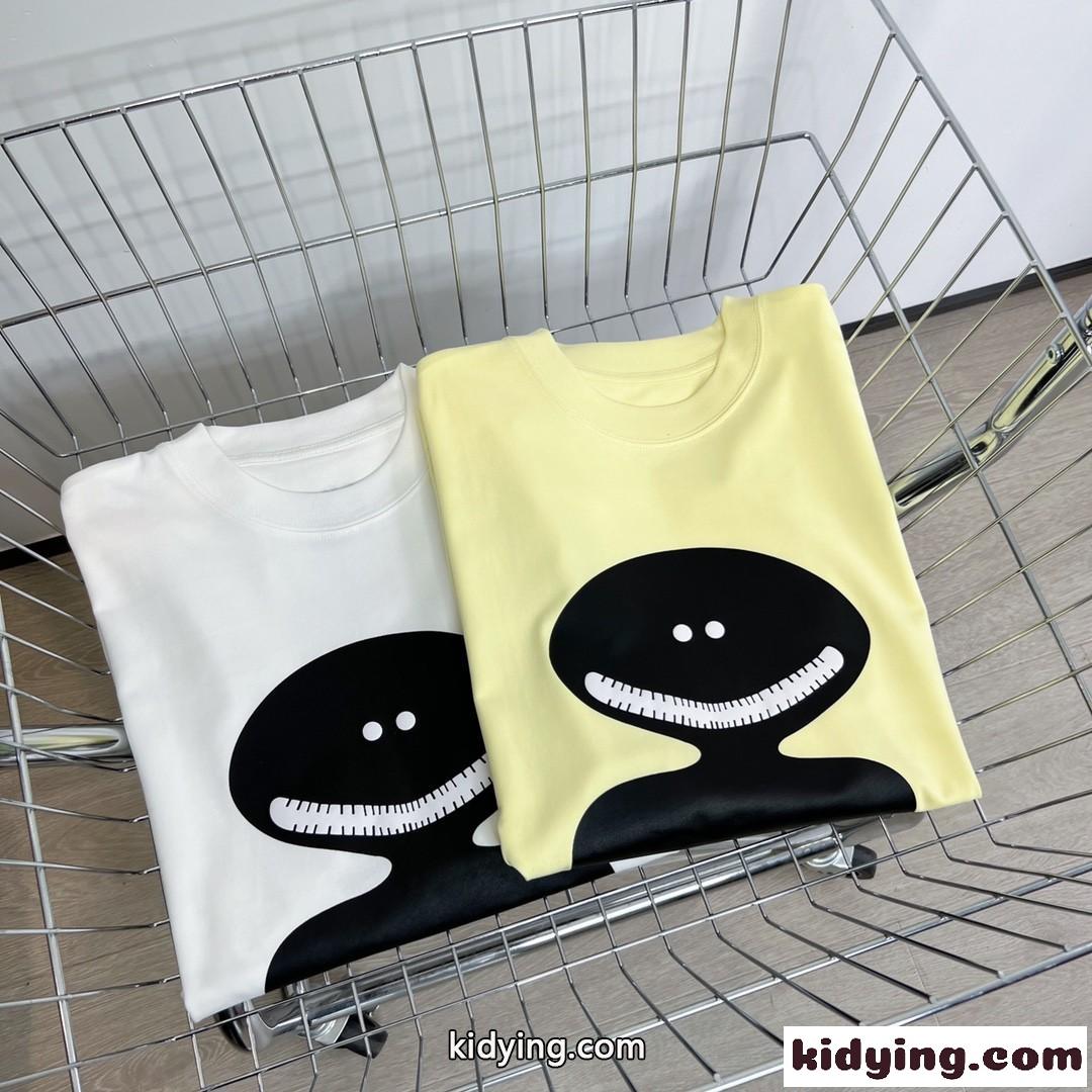 今季流行り プリント コットン トップス ビッグシルエット ミュウミュウ 半袖tシャツ コピー 体型カバー-3