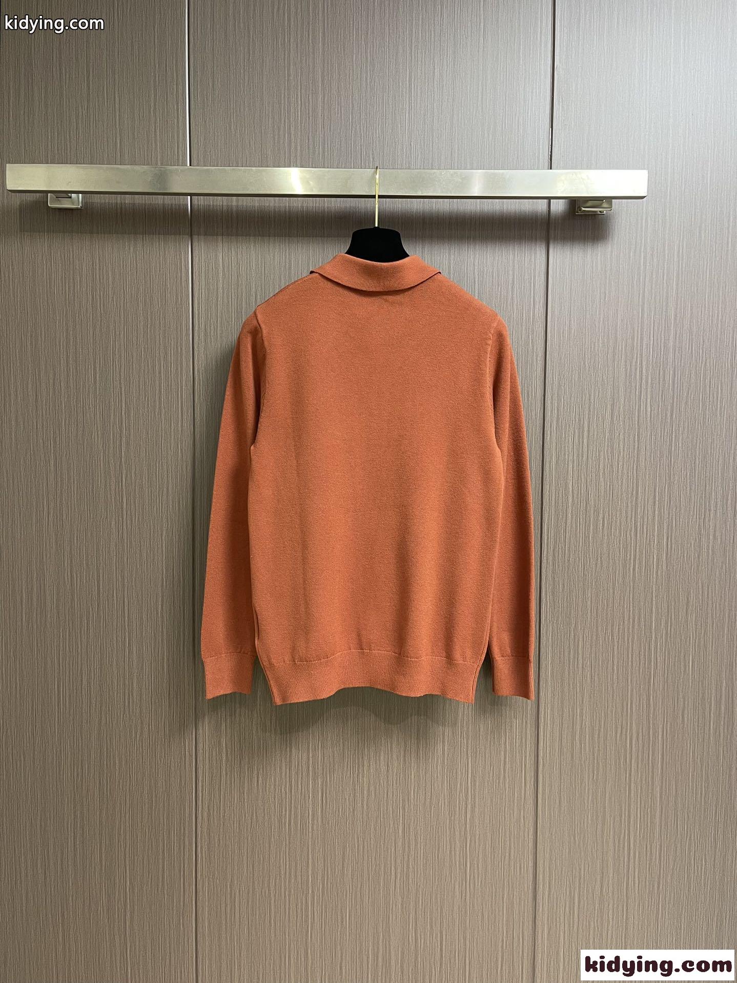 洗練された モダン ハーフジップ ニットポロ プラダ ニット コピー オレンジ-1