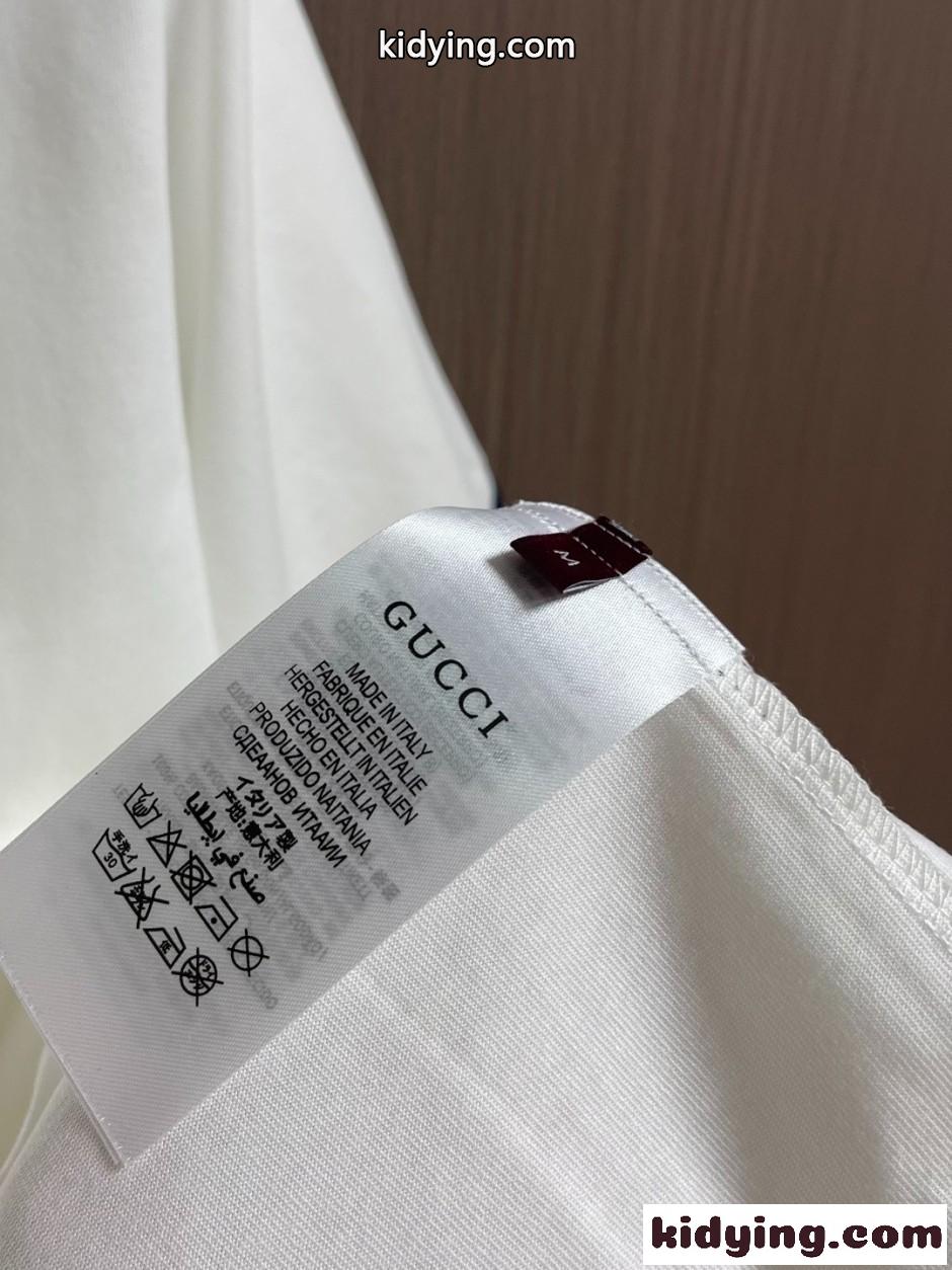 配色 スクリプトロゴ リンガーTシャツ グッチ Tシャツ 偽物 コットン ホワイト-4