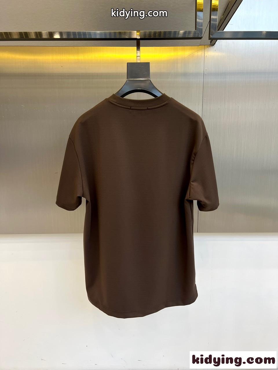 カジュアル クルーネック 半袖Tシャツ ルイ・ヴィトン Tシャツ 偽物 コットン ブラウン-3
