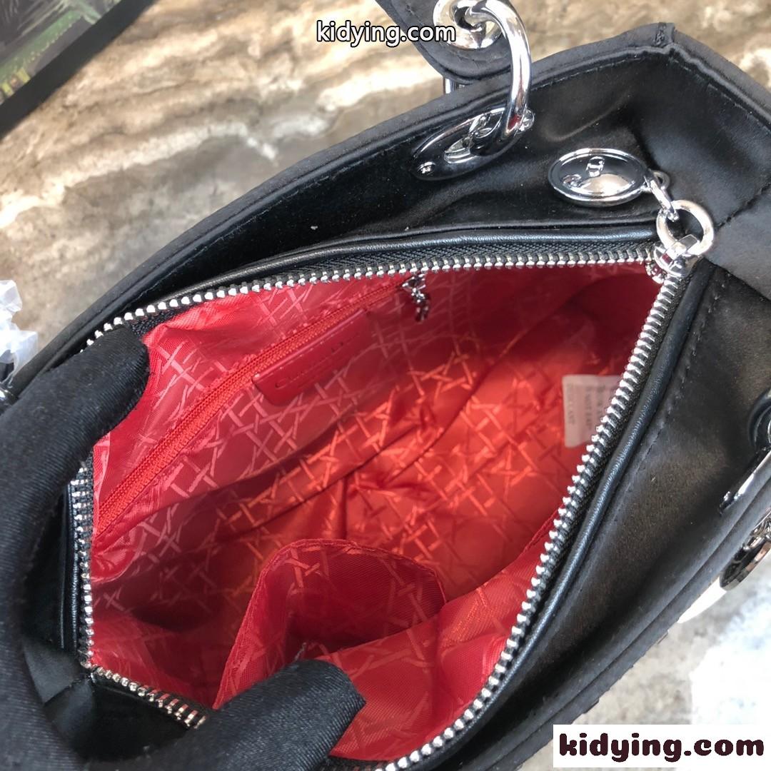 大人気 LADY DIOR カナージュ サテン ハンドバッグ クリスチャン・ディオール バッグ コピー ブラック-4