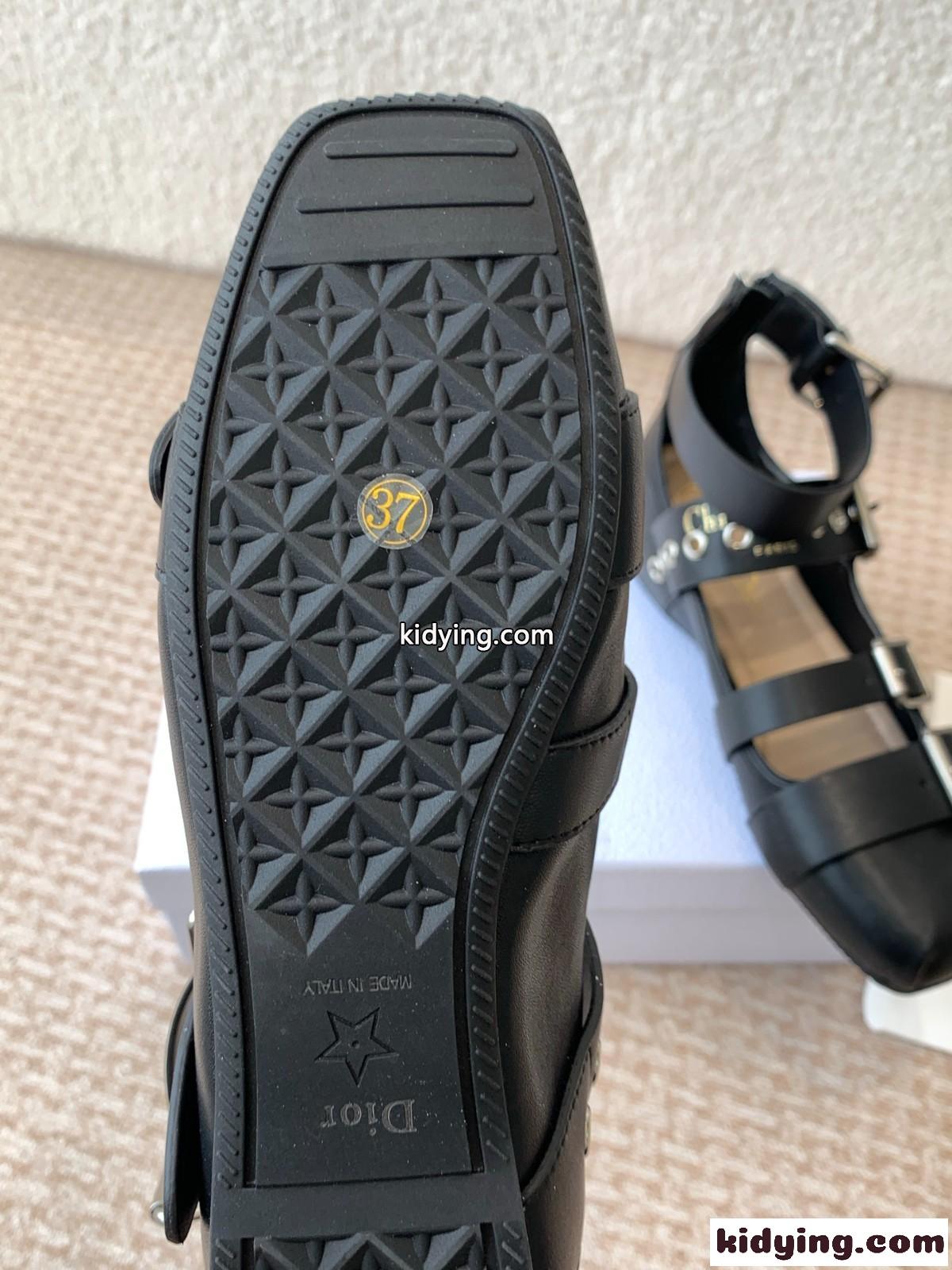エレガント お洒落 Dior Punk バレリーナ スーパーコピー レザー ブラック-4