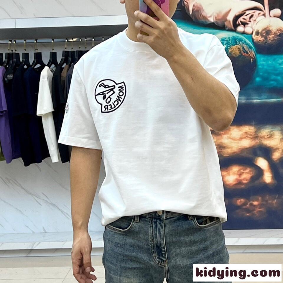 シンプル モンクレール Tシャツ コピー クルーネック 半袖Tシャツ ホワイト-1