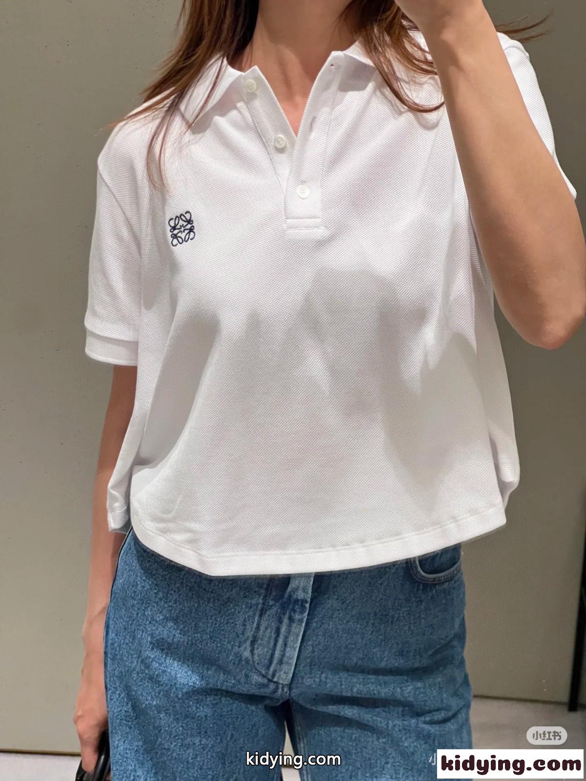 カジュアル トラペーズ ポロ ロエベ Tシャツ コピー レディース ホワイト-0