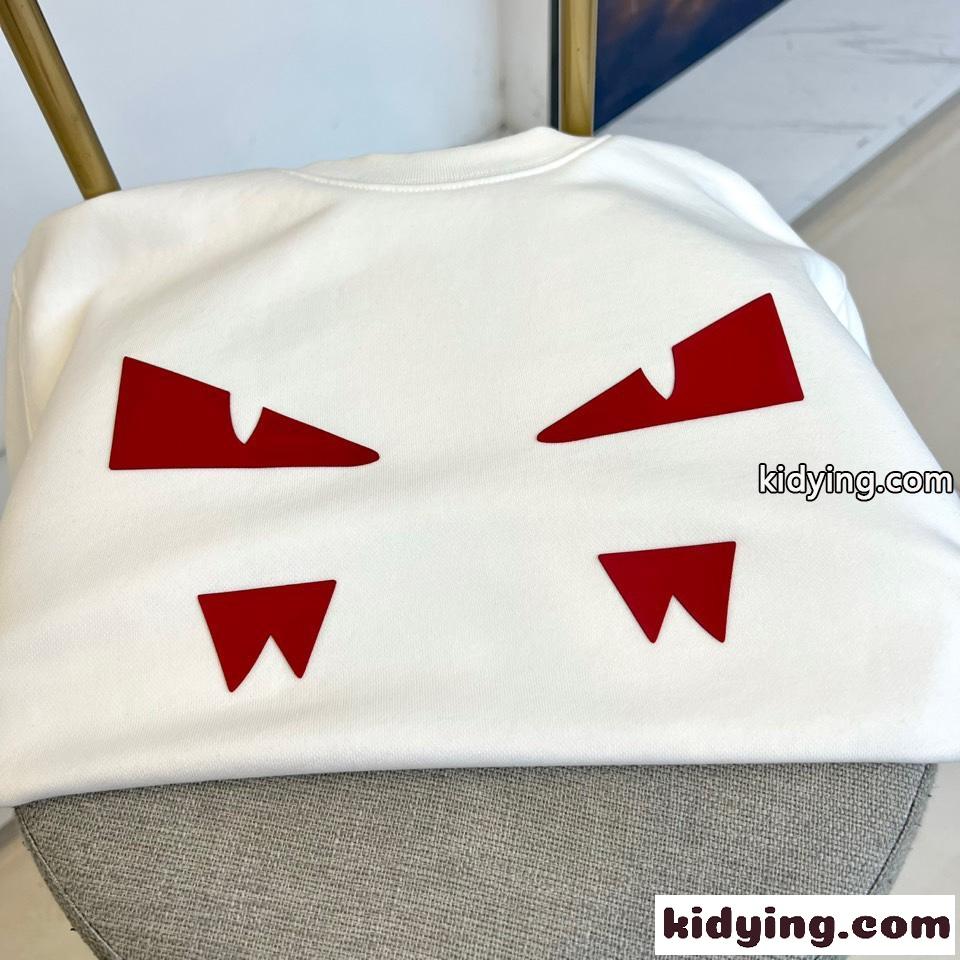 カジュアル コットン スウェットシャツ フェンディ Tシャツ 偽物 クルーネック ホワイト-2