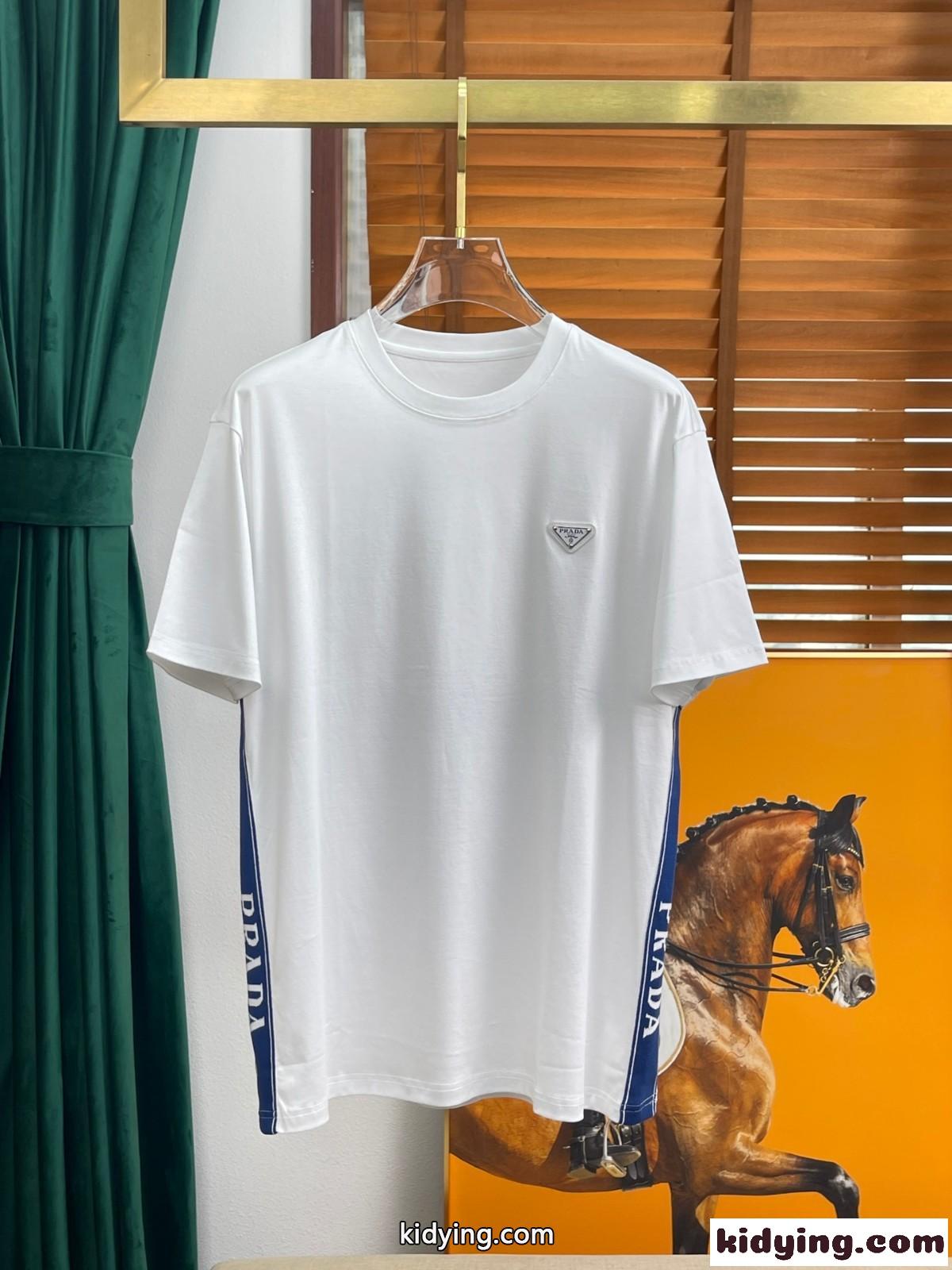 シンプル 合わせやすい ロゴ プラダ 半袖tシャツ コピー クルーネック 柔らかい 着心地いい トップス-2