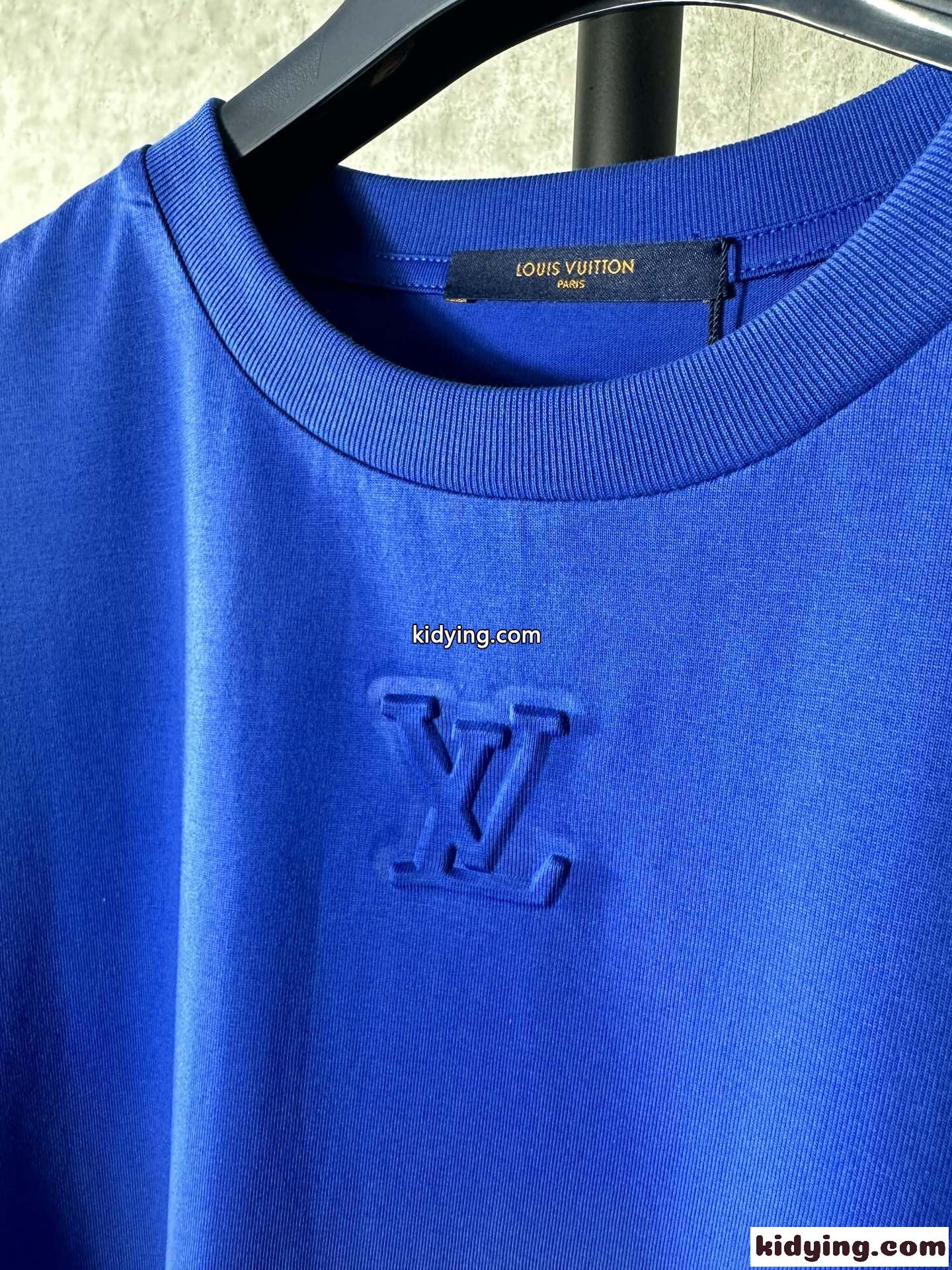 ユニセックス ルイ・ヴィトン Tシャツ コピー シンプル クルーネック コットン 半袖Tシャツ-2