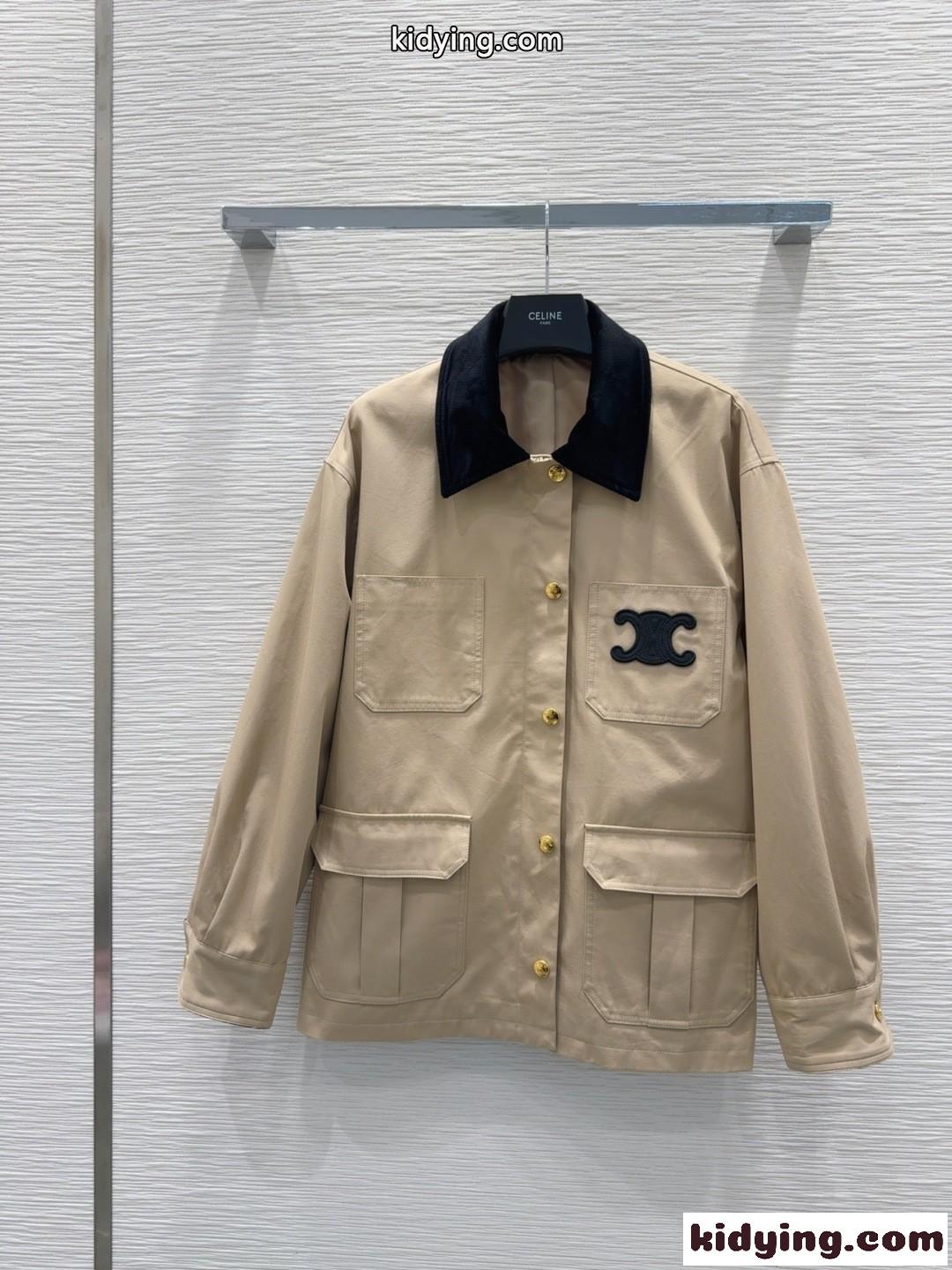 洗練された カジュアル トリオンフ ブルゾン セリーヌ ジャケット 偽物 ベージュ-0