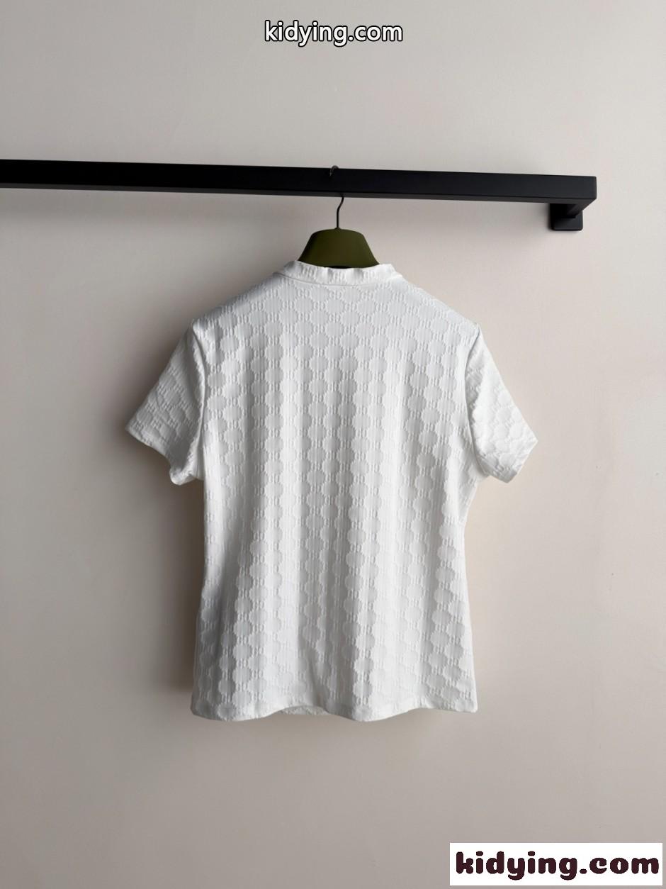 ハーフジップ GGジャガード 半袖トップス グッチ Tシャツ 偽物 ホワイト-1