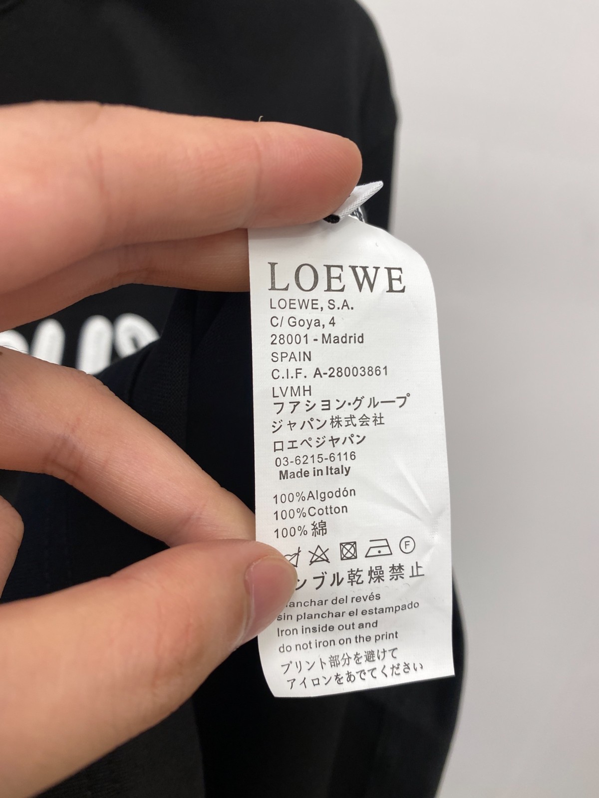 ロゴ入り シンプル 半袖Tシャツ ロエベ Tシャツ 偽物 クルーネック ブラック-2