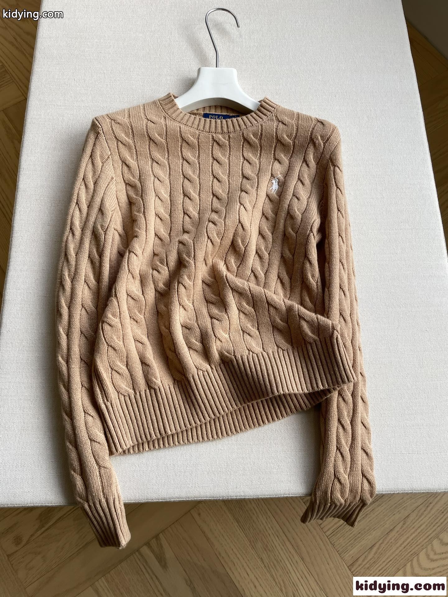 定番 人気 ラルフローレン セーター 偽物 ロゴ刺繍 ケーブル編み クルーネック カーキ-0